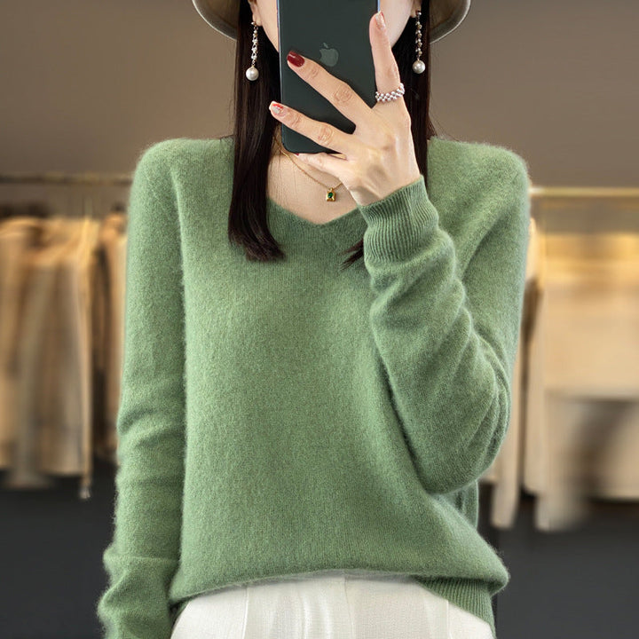 Drune | Lockere Damenpullover mit V-Ausschnitt für Herbst und Winter