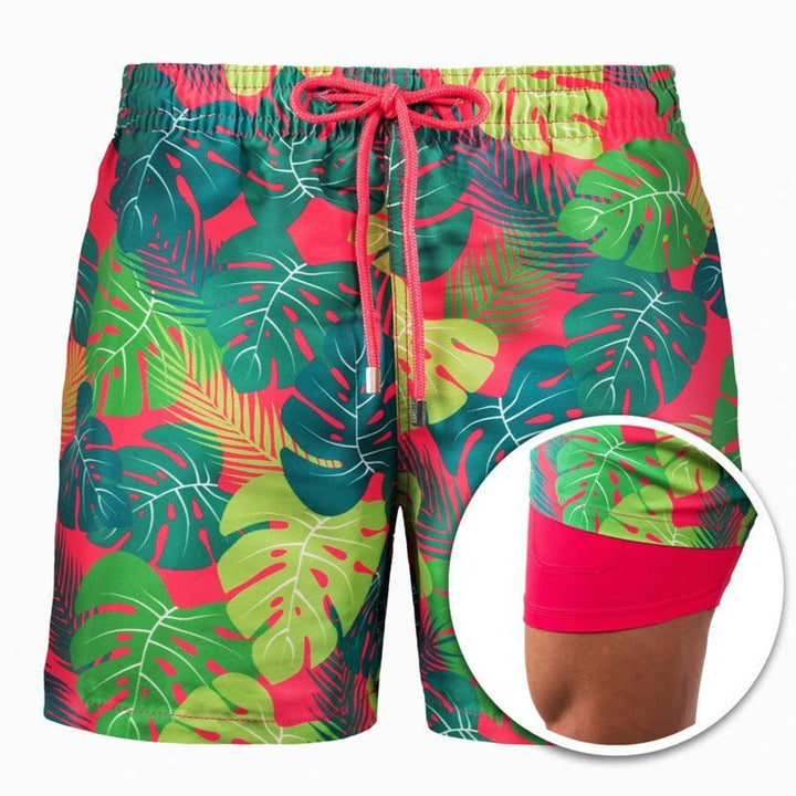 Drune | Bedruckte Herren Badeshorts Mit Doppelter Schicht Für Den Sommer