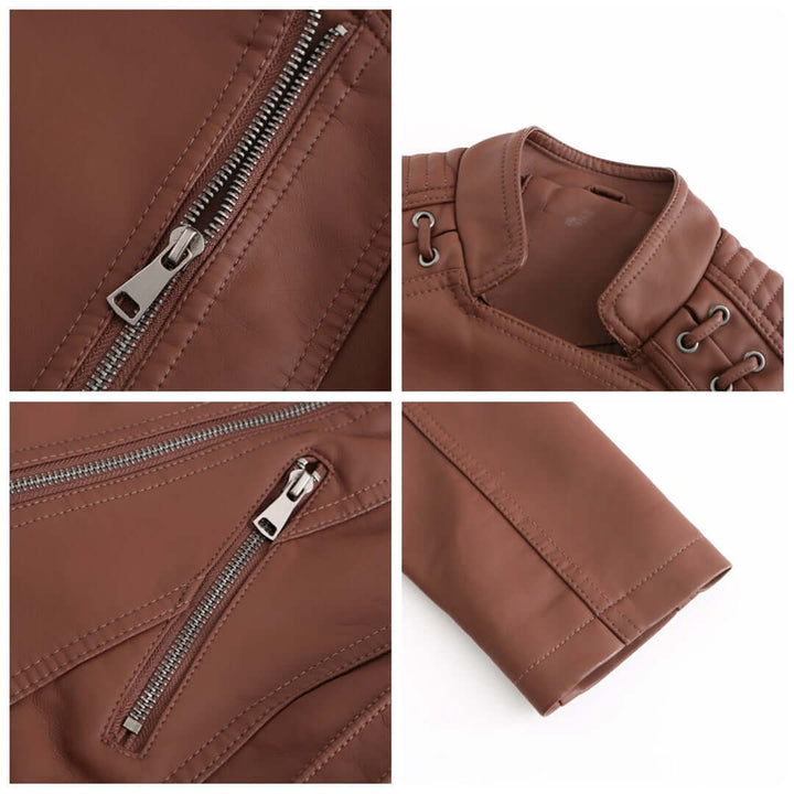 Drune | Damen Faux-Leder Bikerjacke