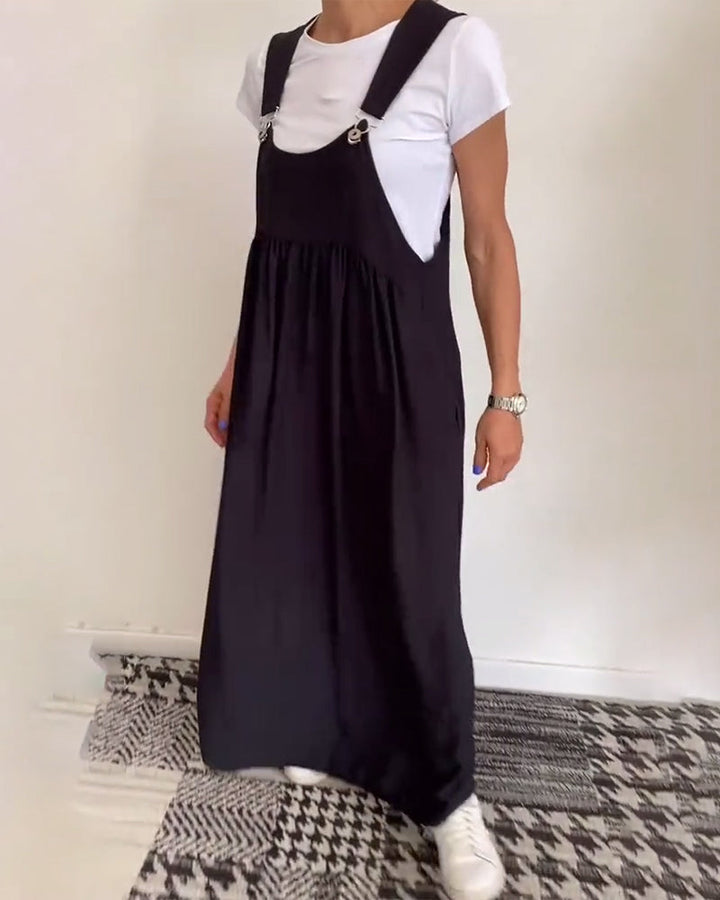 Drune | Kleid Lässig Einfarbig Hosenträger
