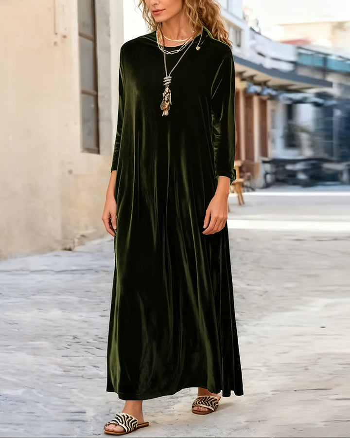Drune | Langärmeliges Kleid in Uni Farbe