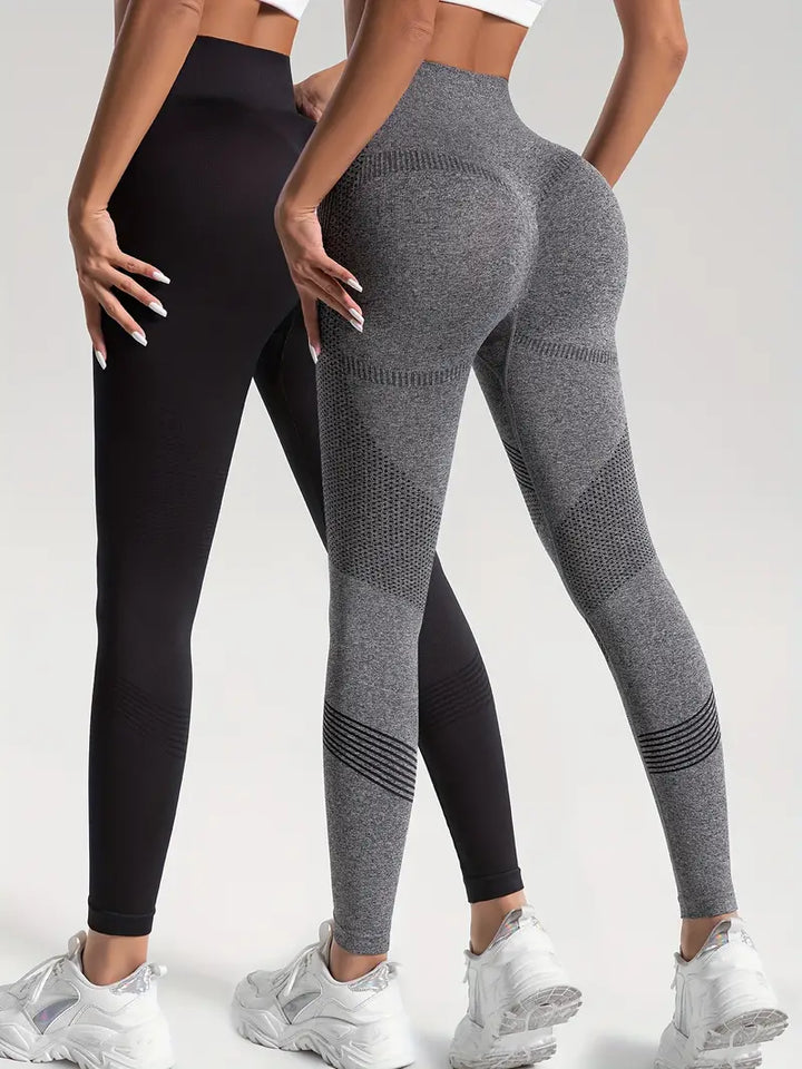 Drune | 2 Stk. Sport Leggings für Yoga und Fitness Einfarbige Farbe mit Hohem Stretch.
