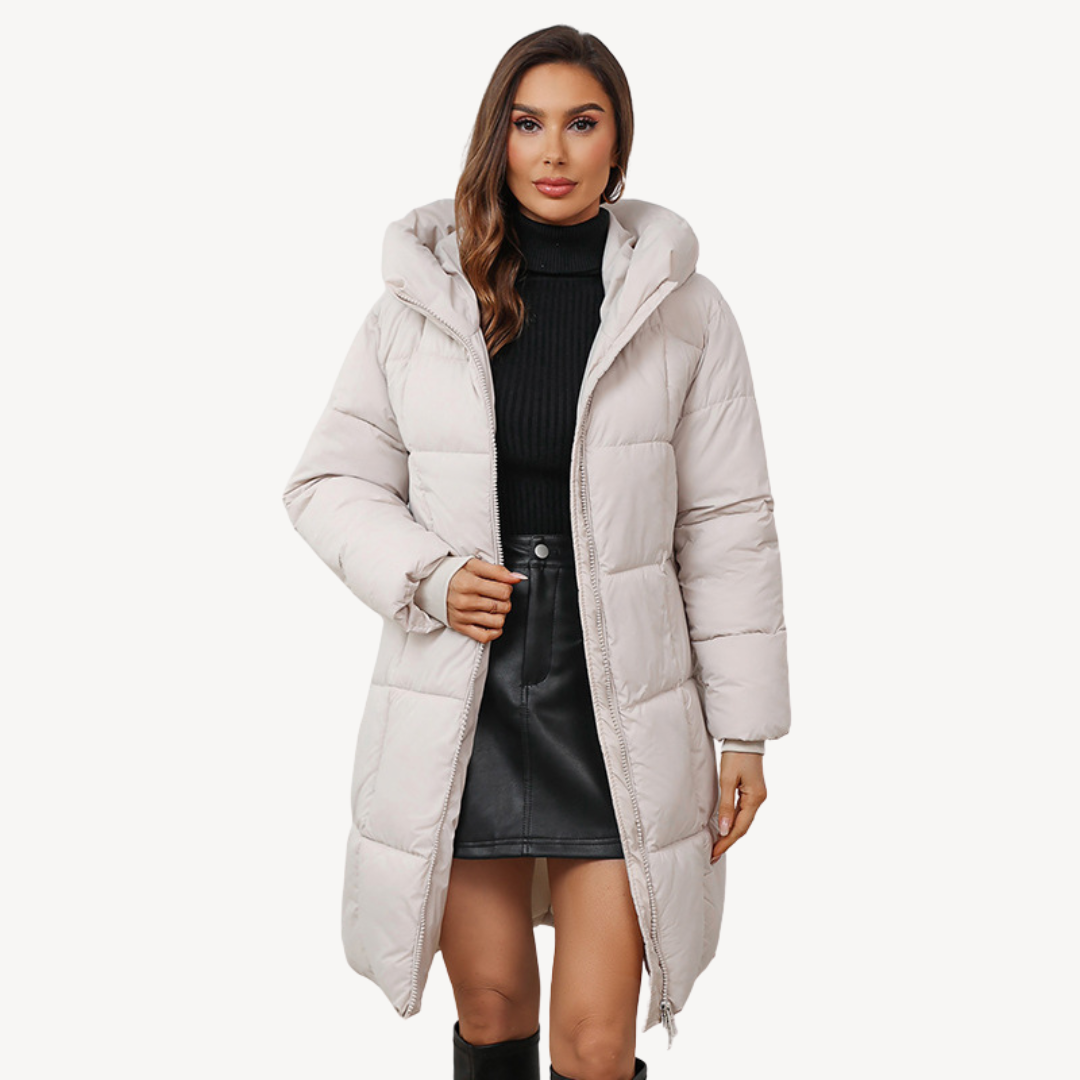 Drune | Warme Damen Pufferjacke Mit Kapuze Und Reißverschluss