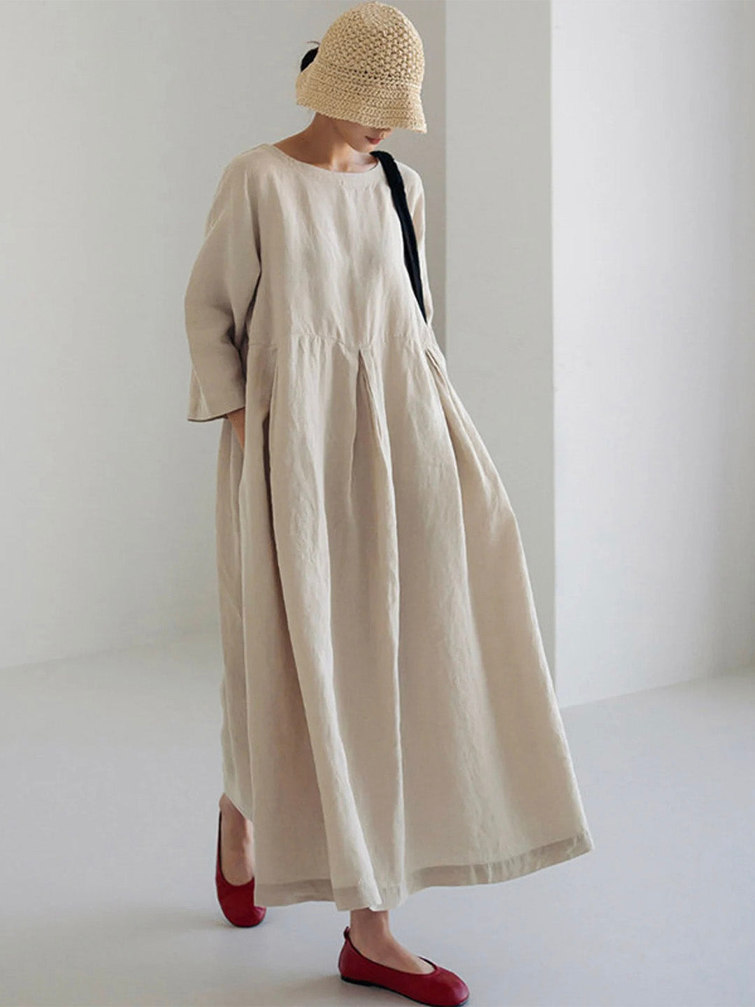 Drune | Lockeres Leinenkleid mit Seitentaschen