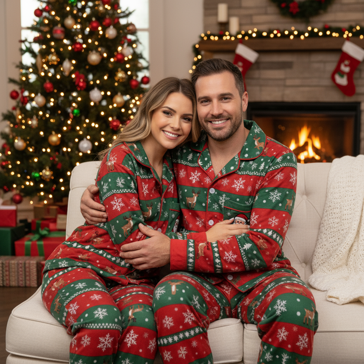 Drune | Urlaub Familie Button-down Weihnachten Pyjama Set