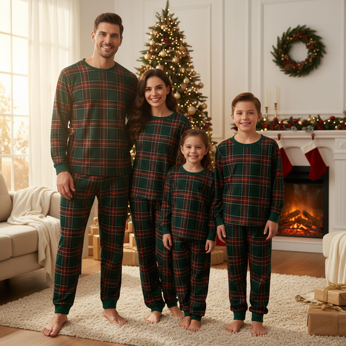 Drune | Urlaubs Familien Karo passende Pyjama Set