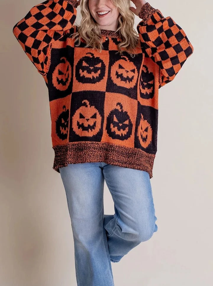 Drune | Halloween Checkered Knit Sweater
