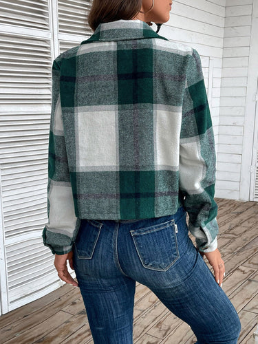 Drune | Kurze Hemdbluse mit Karomuster Knopfverschluss Lässig und Stilvoll