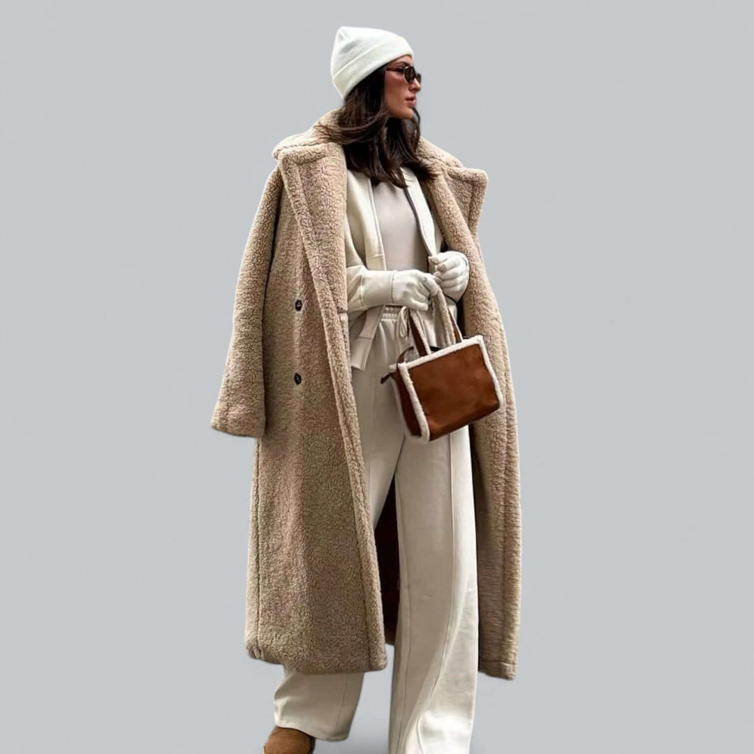 Drune | Damen Teddy Kunstfell Lange Jacke