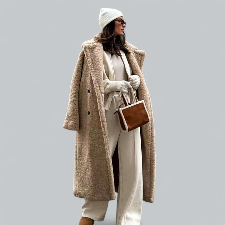 Drune | Damen Teddy Kunstfell Lange Jacke