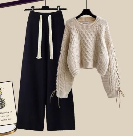 Drune | Strickpullover Weite Lockere Beine Zweiteiliges Satz