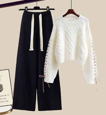 Drune | Strickpullover Weite Lockere Beine Zweiteiliges Satz