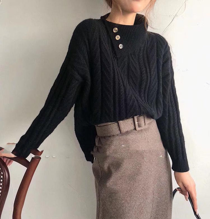 Drune | Strickpullover mit Asymmetrischem Kragen Weich und Elegant Zeitloses Design