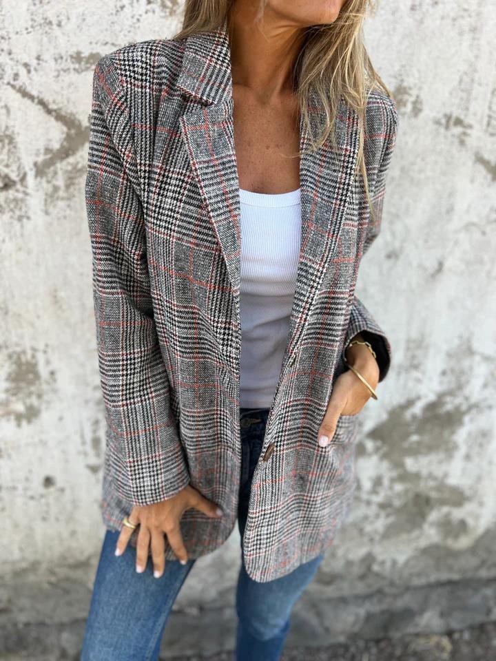 Drune | Stilvolle Damen Winter Kariert Blazer