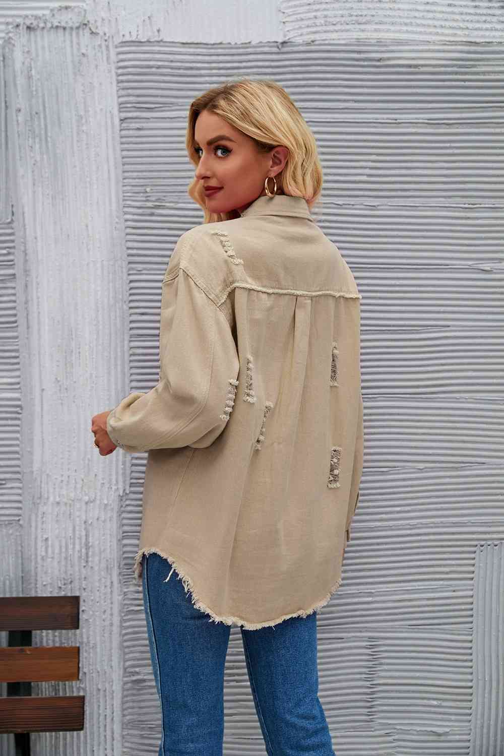 Drune | Zerrissene Rohsaum-Denimjacke