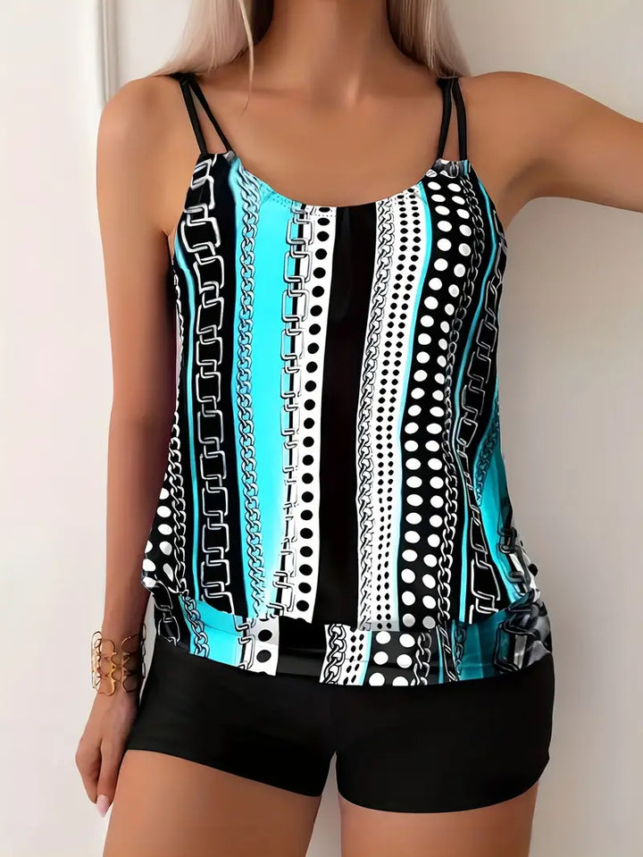 Drune | Gestreifter Tankini mit Druck