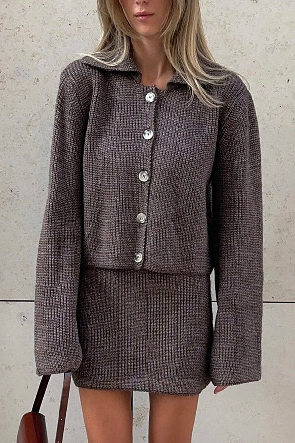 Drune | Cozy knit cardigan and casual mini skirt set