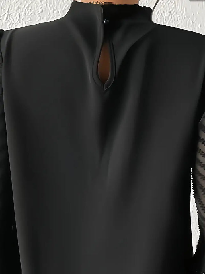 Drune Bluse | Schicker plissierter top mit netzärmeln für damen