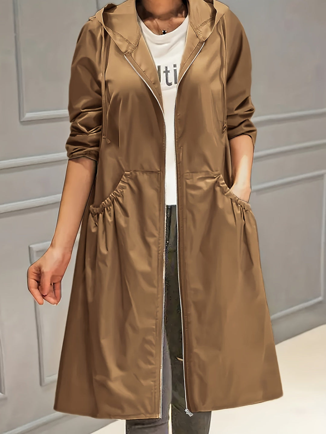 Drune | Vintage-Trenchcoat mit gegürteten langen Ärmeln für Damen - Perfekt für jeden Anlass