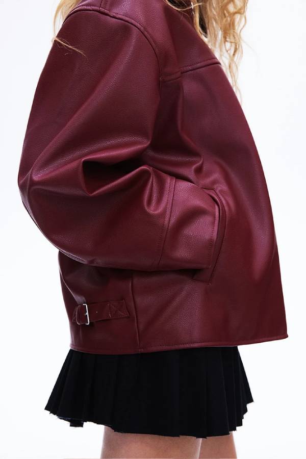 Drune | Revers Langarm Pocket Reißverschluss Lederjacke