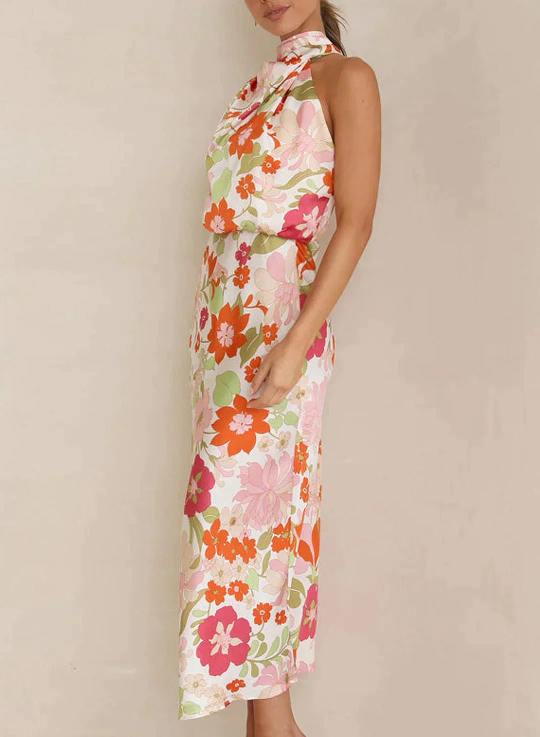 Drune - Blumiges Maxikleid mit Neckholder