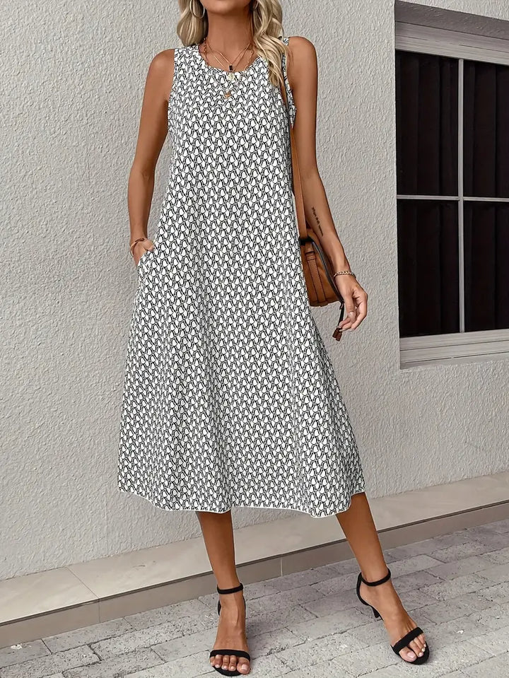 Drune | Lässiges Kleid Mit Alloverdruck Und Tasche – Modisch & Bequem