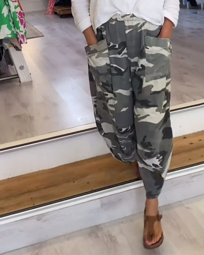 Drune | Hose mit Camouflage Print und Tasche