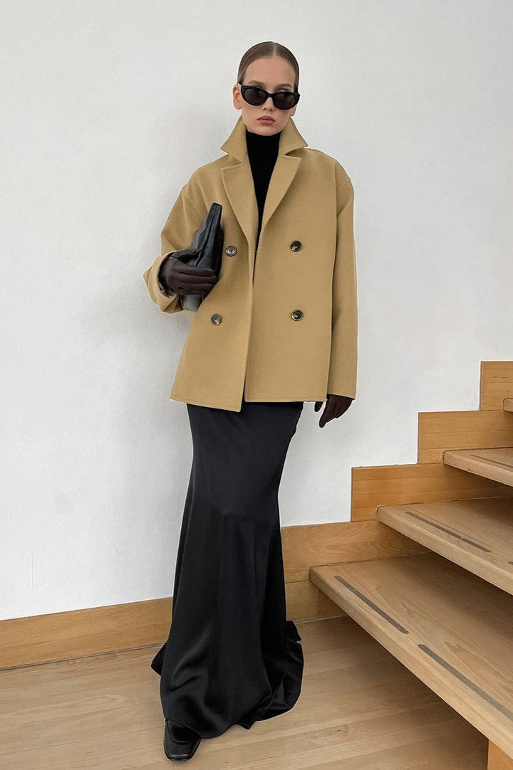 Drune | Braune Doppelreiher-Wolljacke