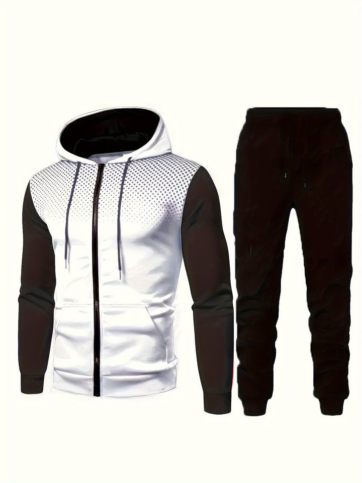 Drune | Fleece Sweatshirt Trainingsanzug Mit Kapuzen Langärmeliger Und Kordelzug Hose Für Herren - Perfekt für Freizeitaktivitäten