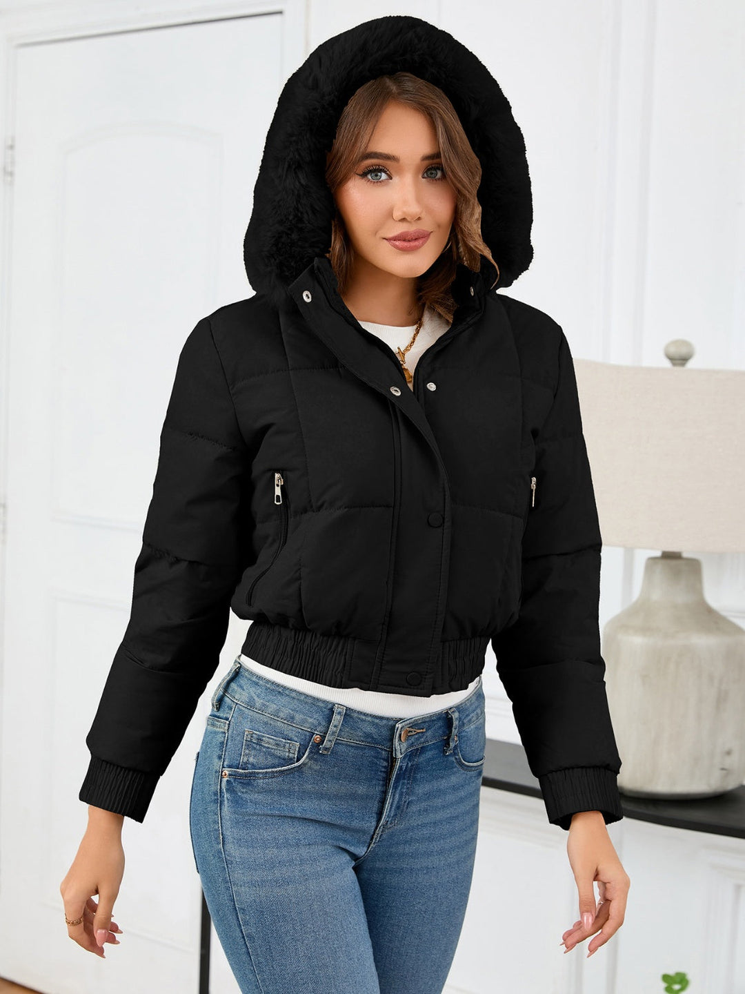 Drune | Cozy padded winter jacket with fur hood and pockets
