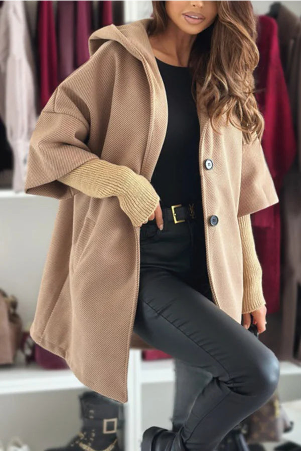 Drune | Farbe Lockere Tasche Kapuzenjacke mit langen Ärmeln