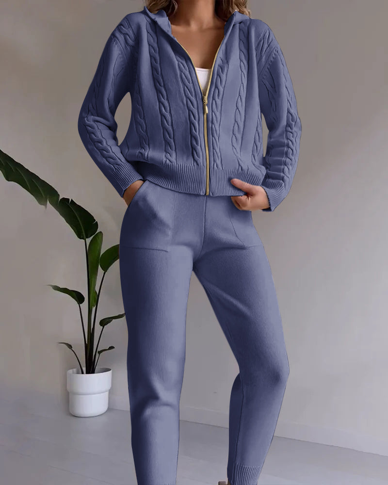 Drune | Casual jacquard cardigan set with twist design