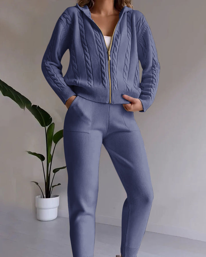 Drune | Casual jacquard cardigan set with twist design