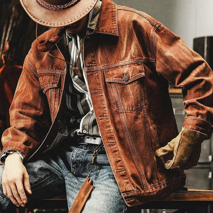 Drune | Braune Denim Jacke Für Herren