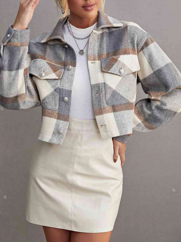 Drune | Karierte Kragenknopf Jacke
