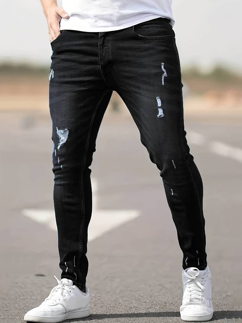 Drune | Skinny Fit Jeans mit Rissen - Stretch Denim Hose für Alltag & Streetwear Style