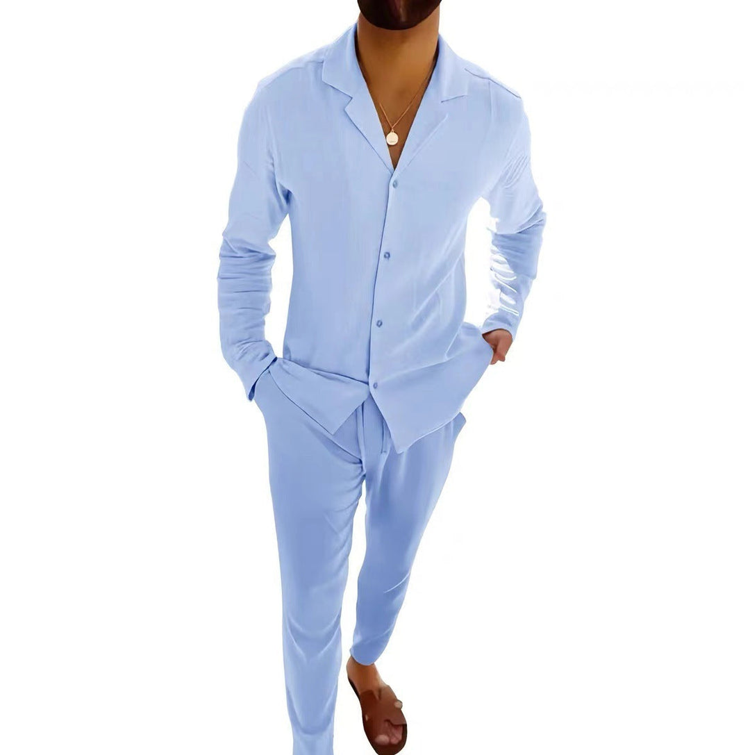 Drune | Lässiger Herrenanzug Mit Langarmhemd Und Slim Fit Hose