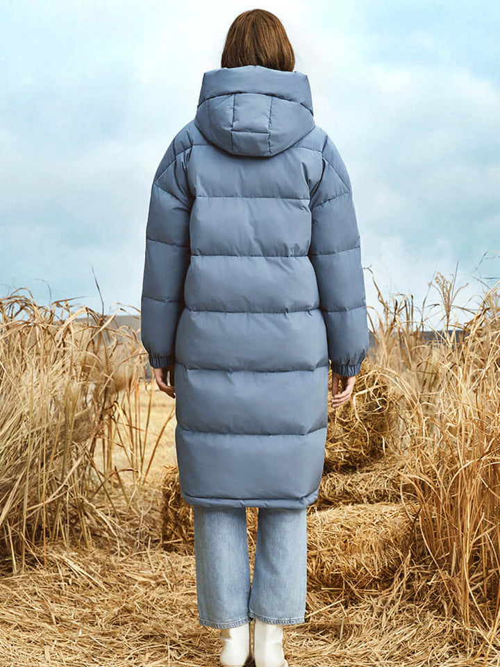 Drune | Damen Lange Winter Pufferjacke mit Kapuze