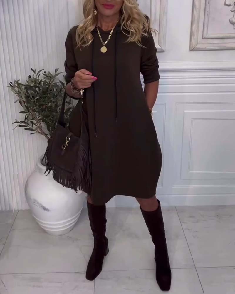 Drune | Uni Kleid mit Kapuze
