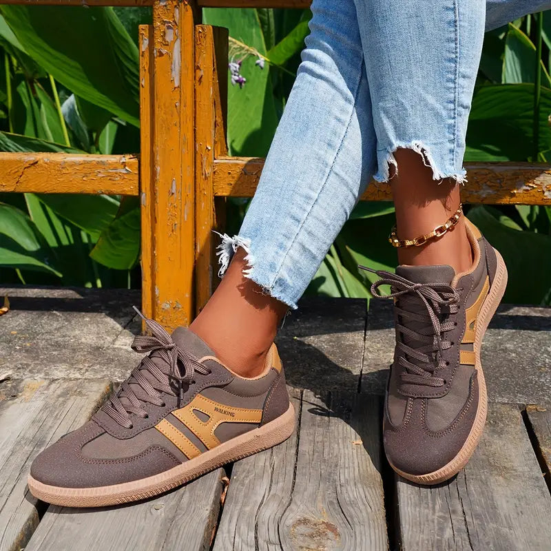 Drune | Damen Lässige Turnschuhe Mit Niedrigem Absatz, Schnürung Mode Schuhe
