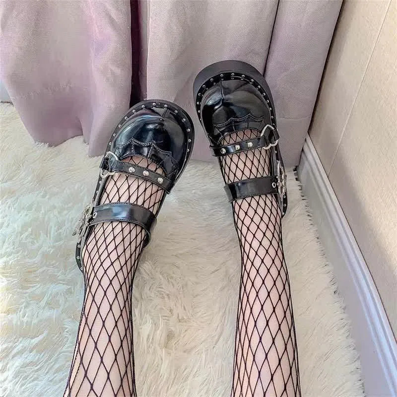 Drune | Goth Fledermaus Liebe Herz Schnalle Plattform Lolita Mary Janes Schuhe