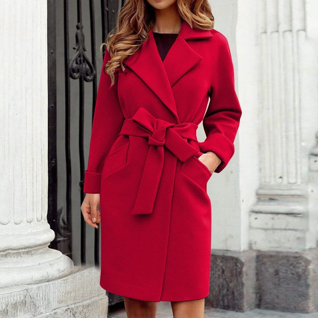 Drune | Lange Jacke mit Bindegürtel Polyester Elegant und Komfortabel