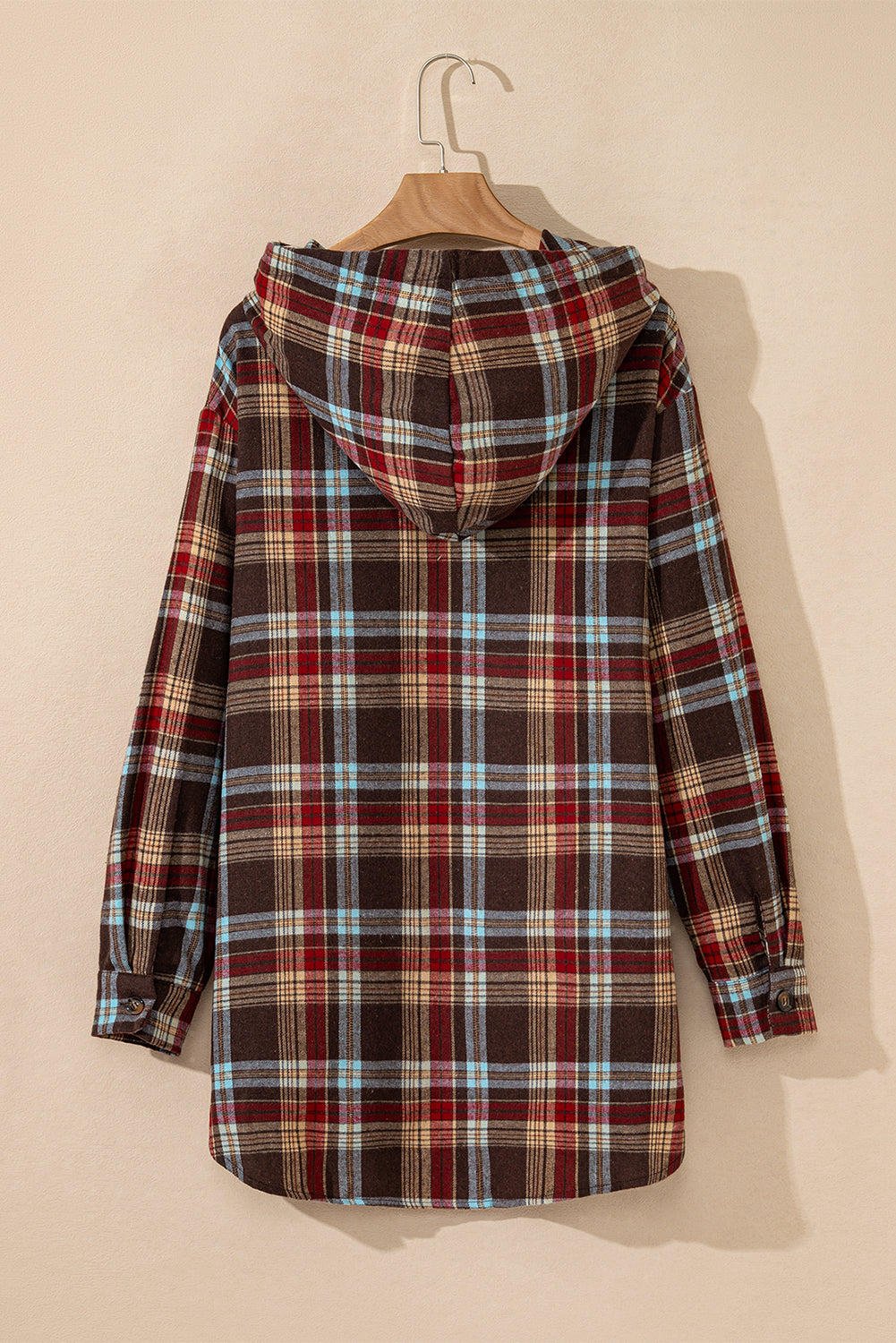 Drune | Feuerrote Plus-Size Karokängurutaschen Kapuzenpullover mit Kordelzug