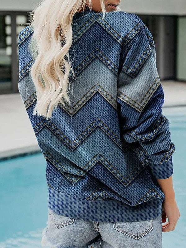 Drune | Adelisse Moderner Geometrischer Pullover mit Rundhalsausschnitt