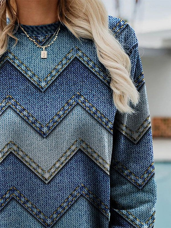 Drune | Adelisse Moderner Geometrischer Pullover mit Rundhalsausschnitt