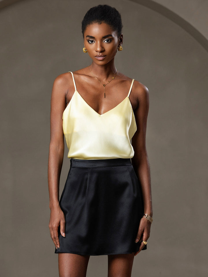 Drune | V-Ausschnitt Reine Seide Spaghettiträger Camisole Top