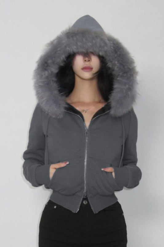 Drune | Trim Kapuzen Zip Taille Jacke