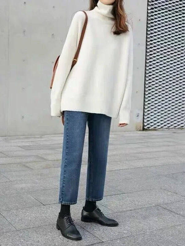 Casual cashmere turtleneck sweater for women