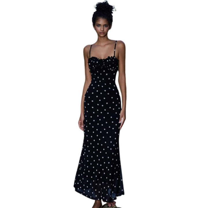 Drune | Kleid mit gepunkteten Strapsen mit Neckholder