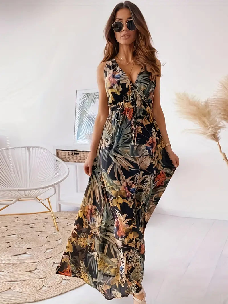 Drune | Casual Boho Maxi-Kleid Mit Kordelzug
